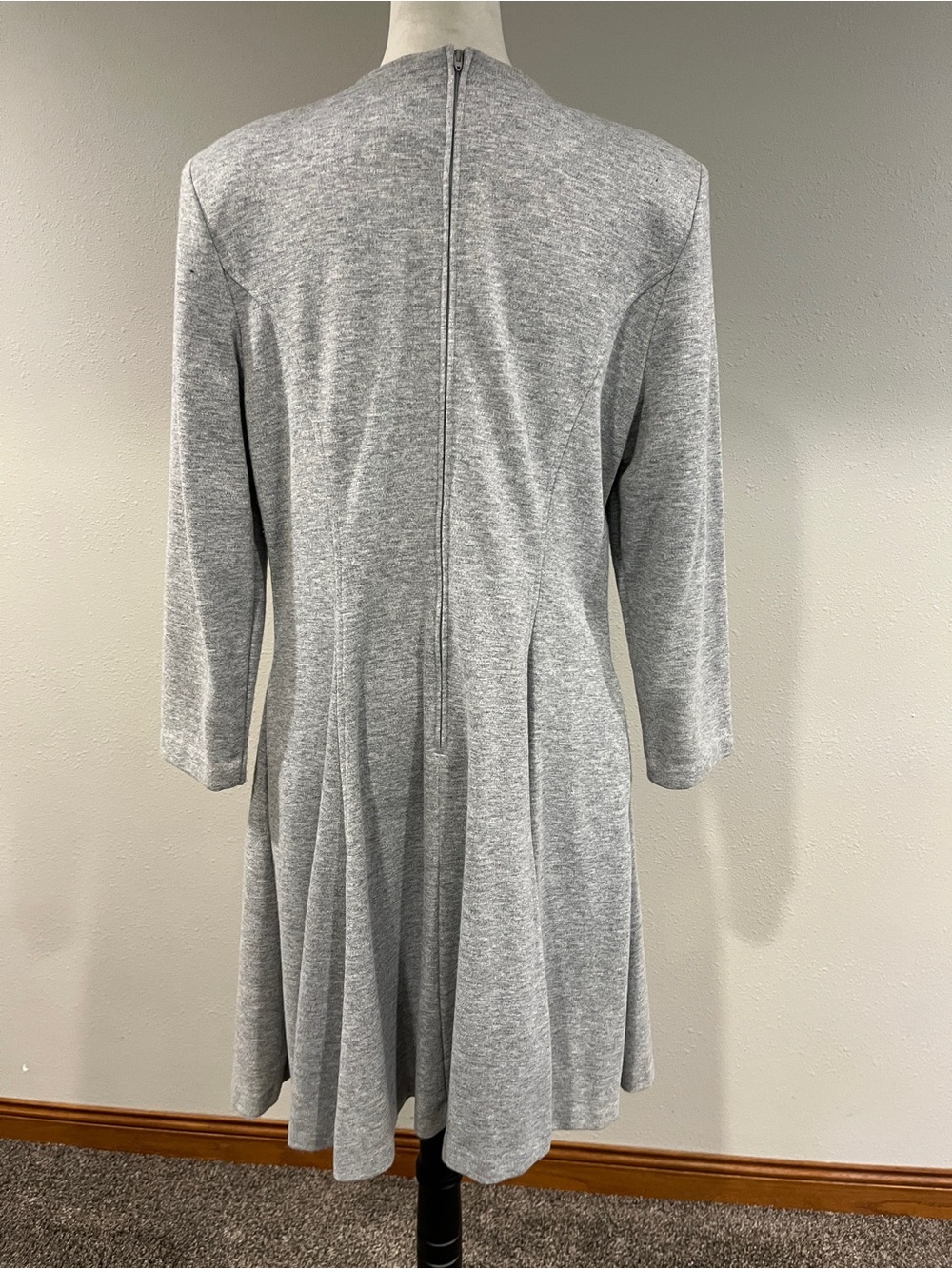 Vintage Gray Long-Sleeve mini Dress size 16 - Picture 6 of 13